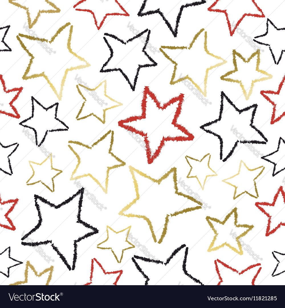 Seamless pattern with gold star doodles for xmas Vector Image