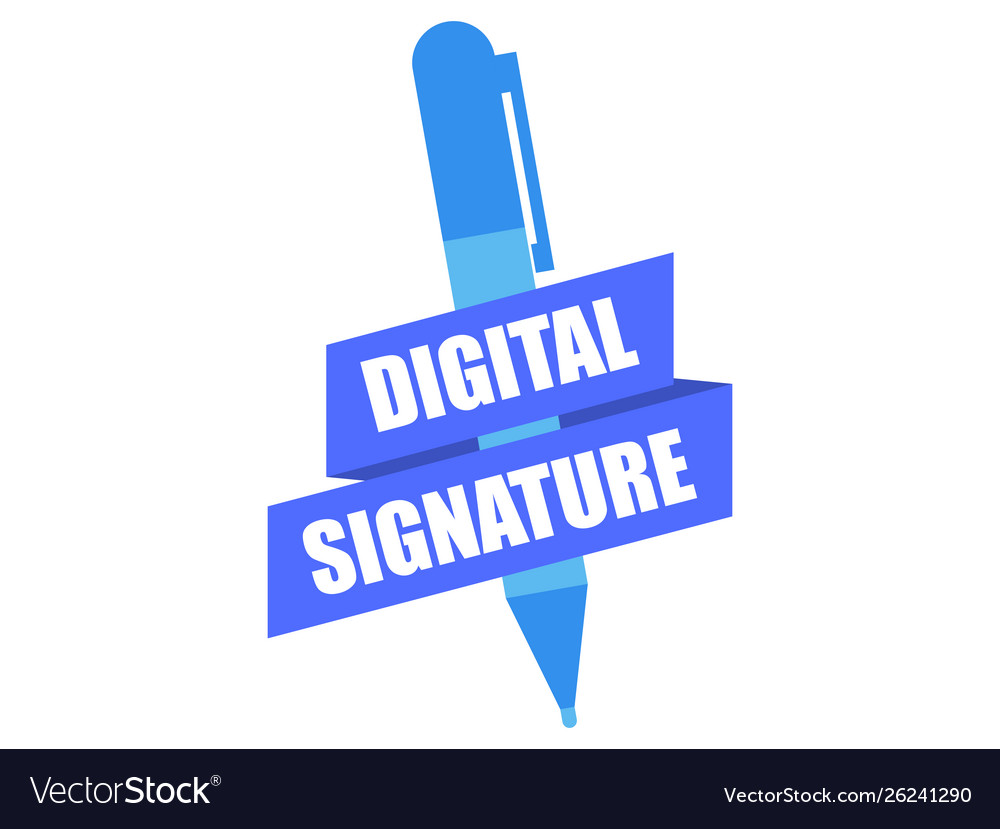 Digital signature pen and ribbon isolated on Vector Image