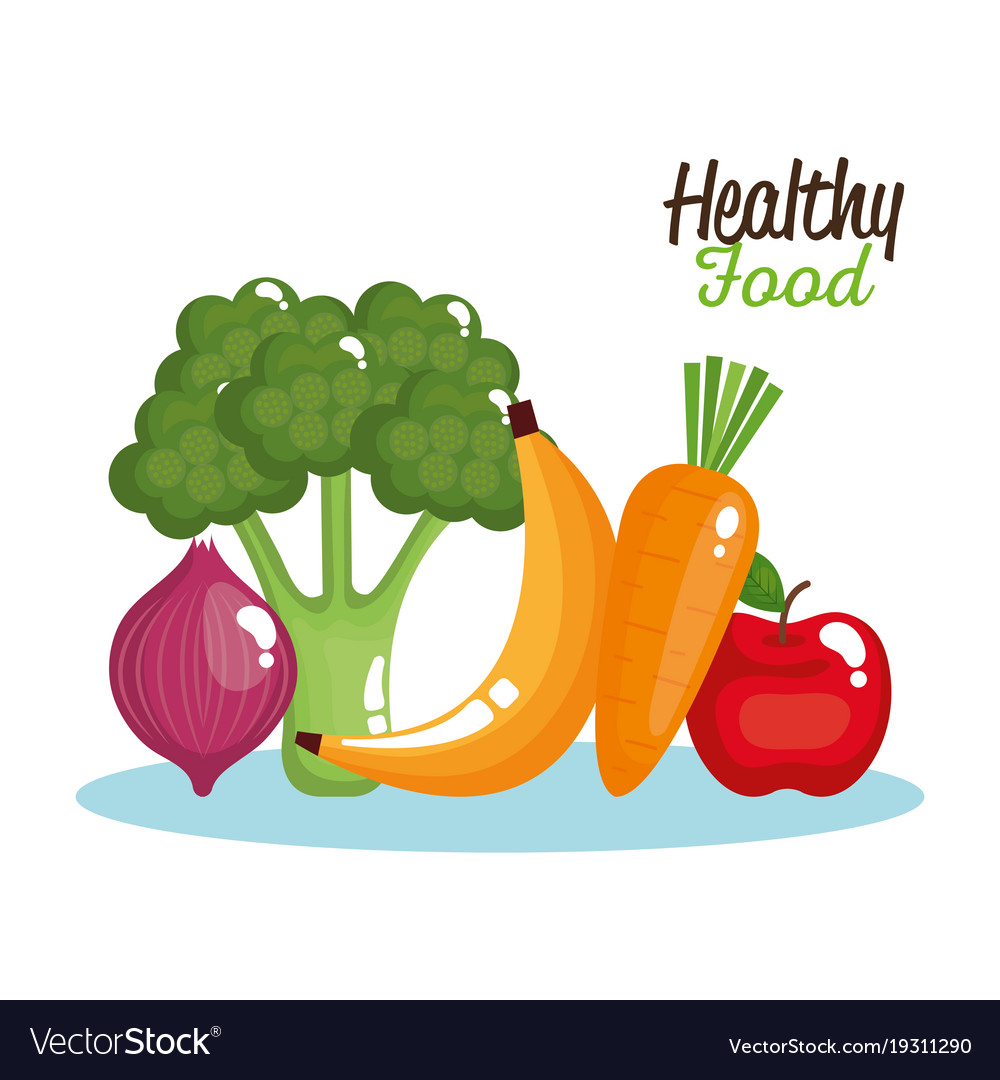 Healthy food set icons Royalty Free Vector Image