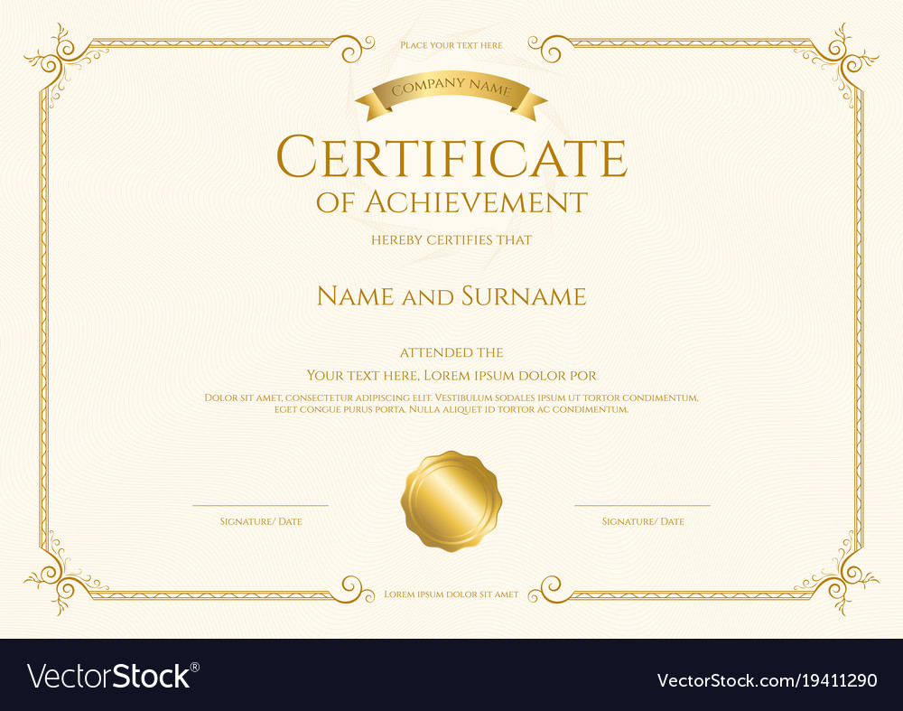 Luxury certificate template with elegant border Vector Image