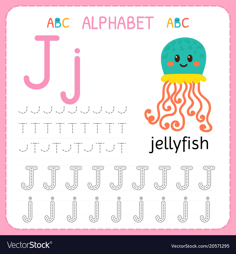 Alphabet tracing worksheet for preschool Vector Image