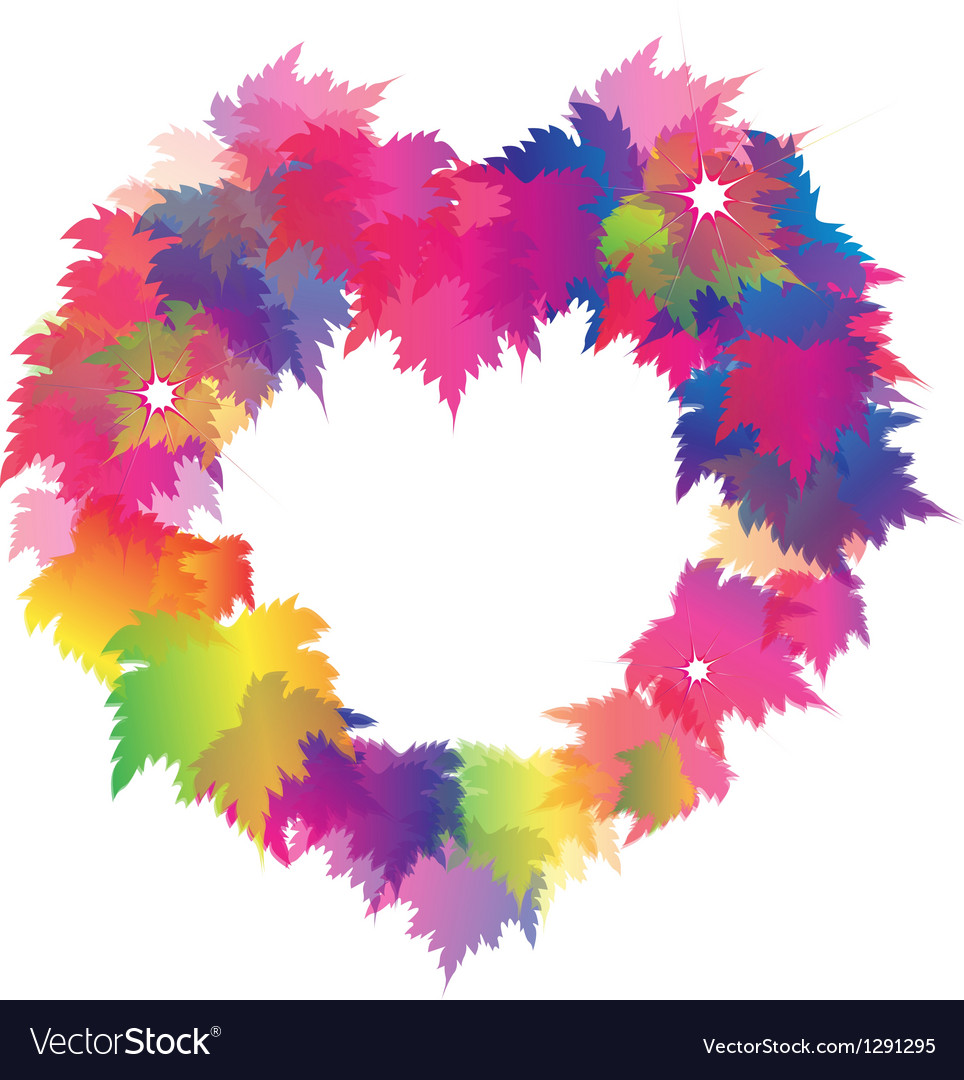 Beautiful heart shape from colorful maple leaves Vector Image