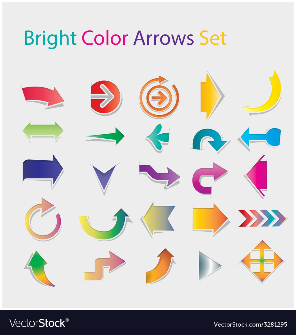 Brigt color arrows set Royalty Free Vector Image