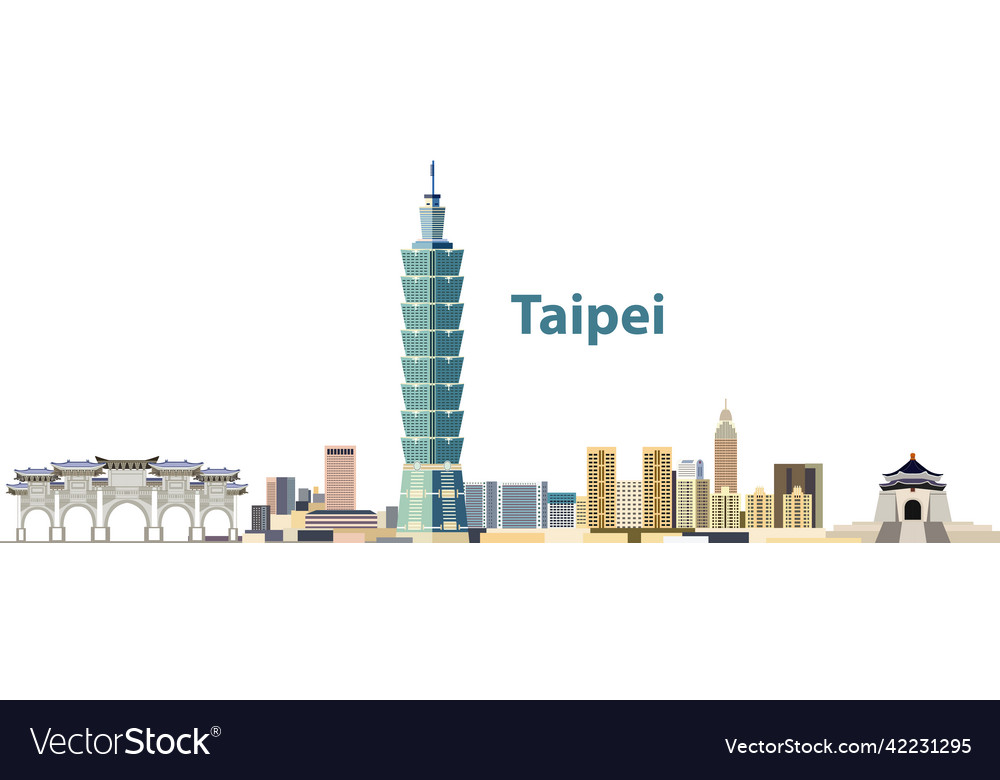 City skyline of taipei Royalty Free Vector Image