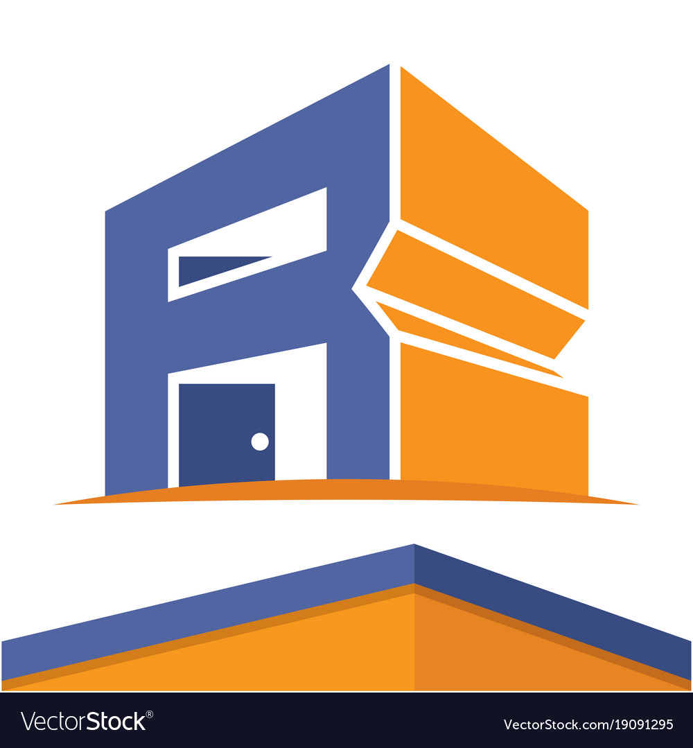 Construction business logo with the initials Vector Image