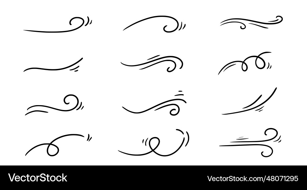 Doodle wind line sketch set hand drawn doodle Vector Image
