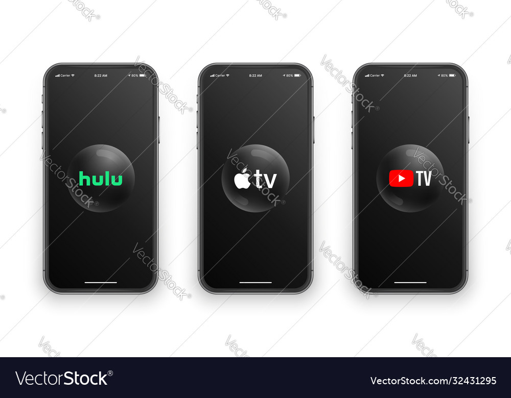 apple tv youtube tv logo on iphone screen set