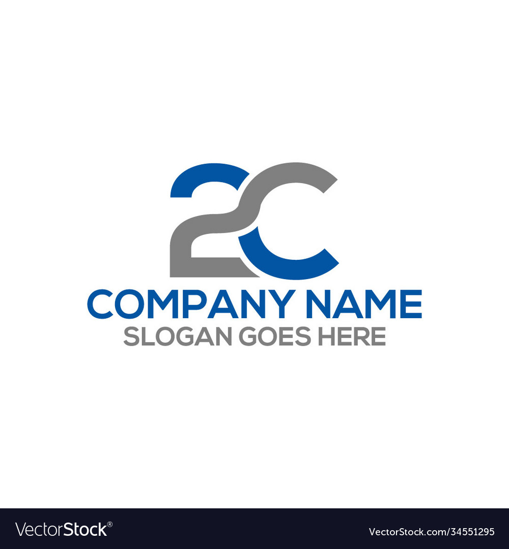 Letter 2c simple geometric logo design Royalty Free Vector