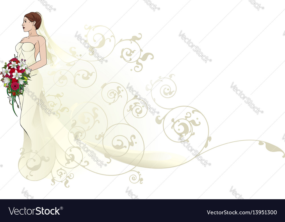 Bride Beautiful Wedding Dress Pattern Background Vector Image