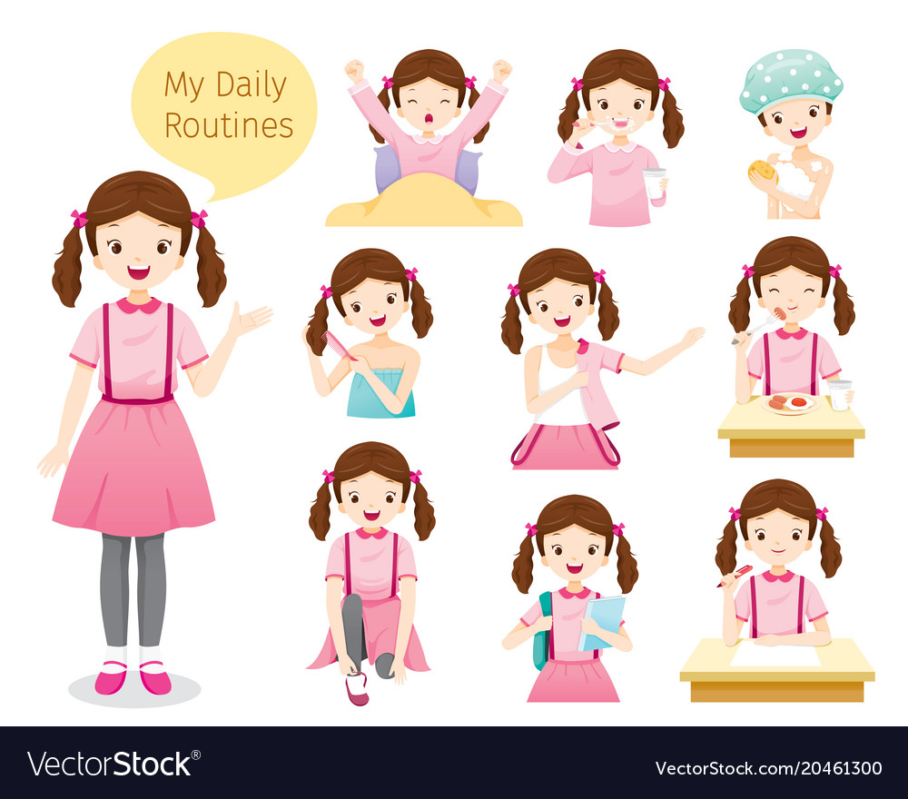 Daily Routines Of Girl Royalty Free Vector Image My Xxx Hot Girl