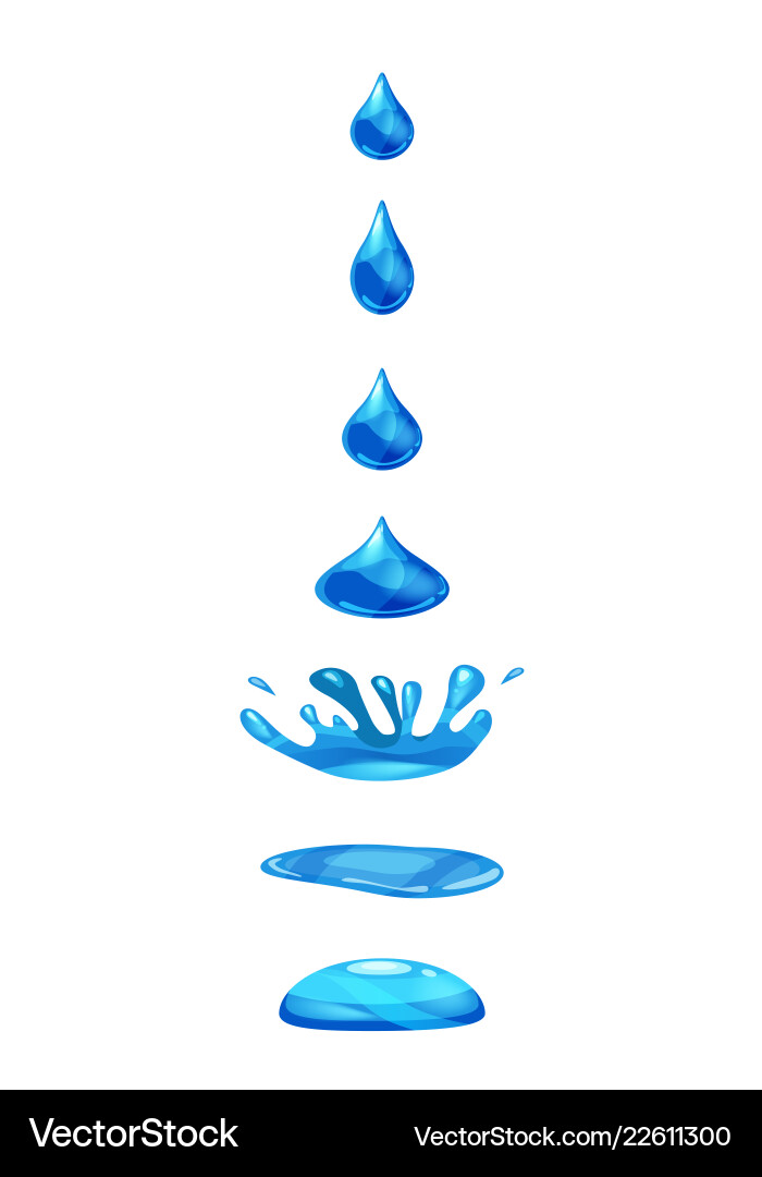 Drop liquid water falls and makes a splash Vector Image