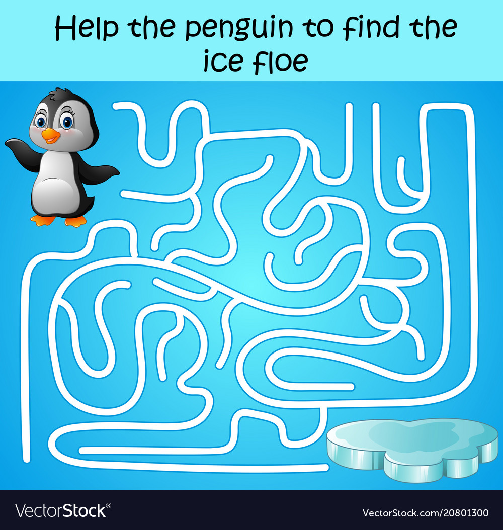 Help the penguin to find ice floe Royalty Free Vector Image