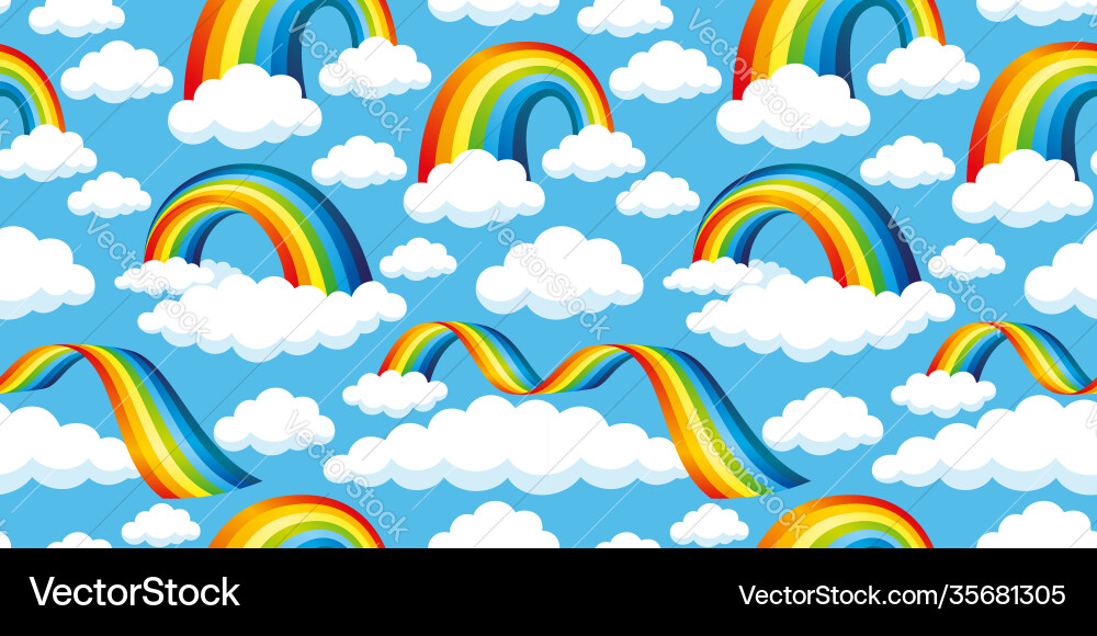 Bright rainbow and clouds Royalty Free Vector Image