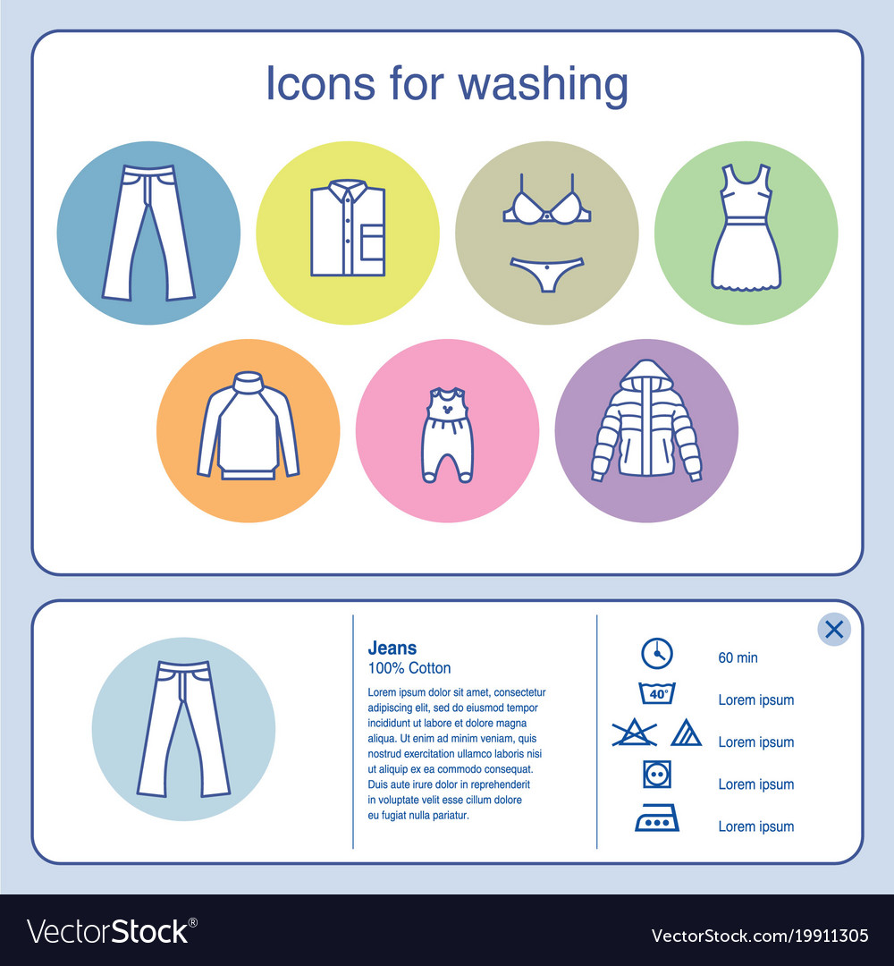 Clothing icons washing machine Royalty Free Vector Image