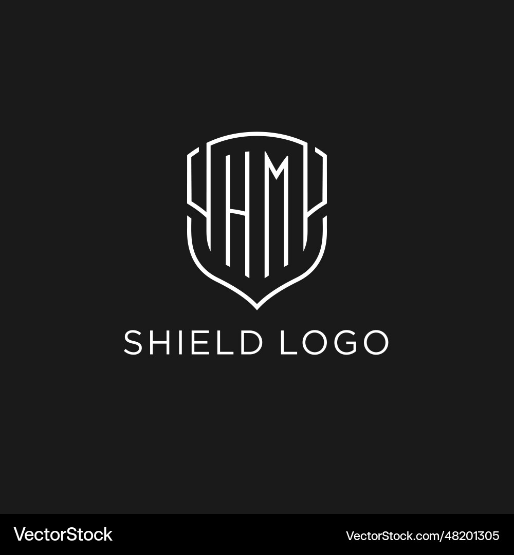 Initial hm logo monoline shield icon shape with Vector Image