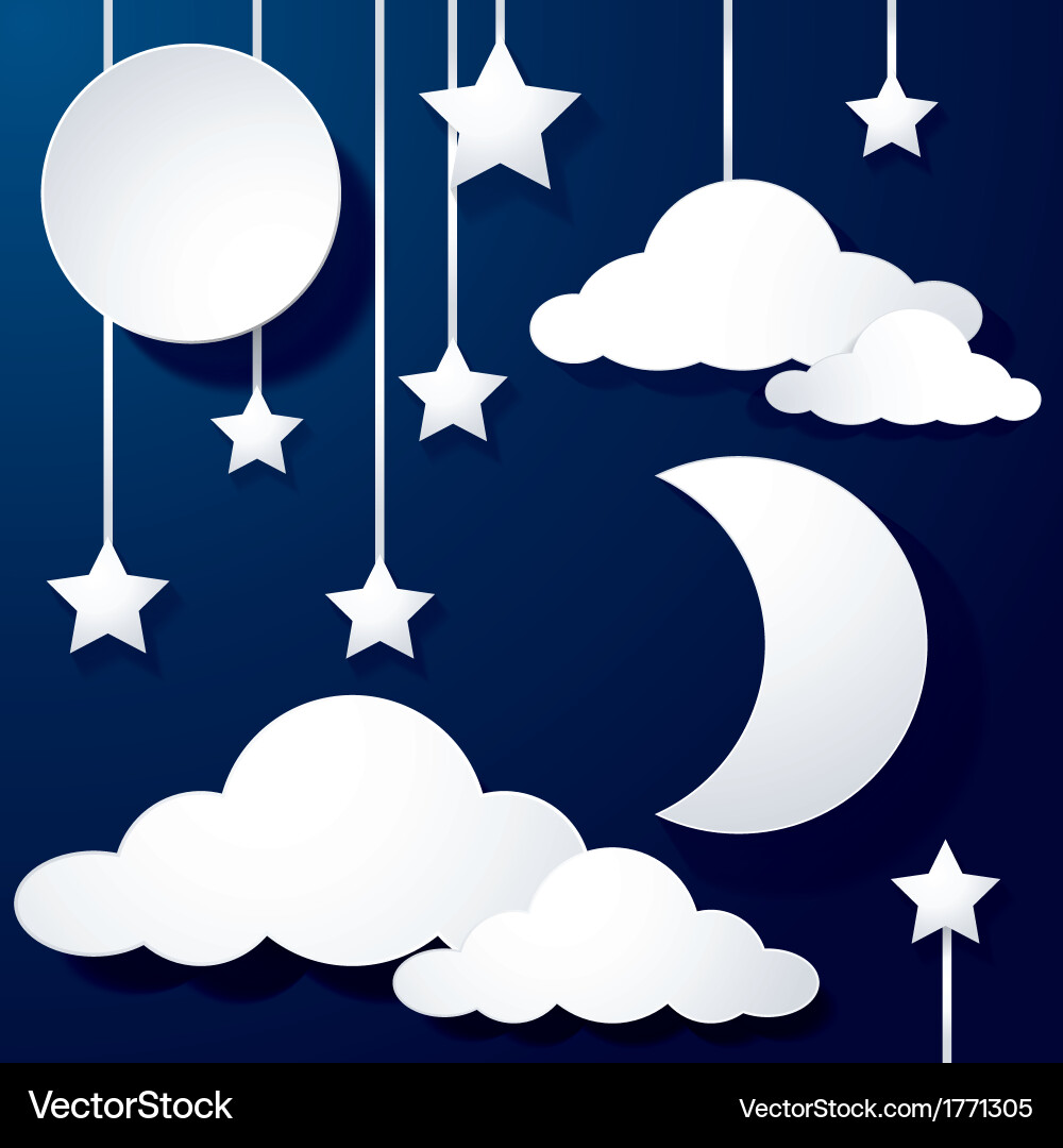 Moon and cloud paper Royalty Free Vector Image
