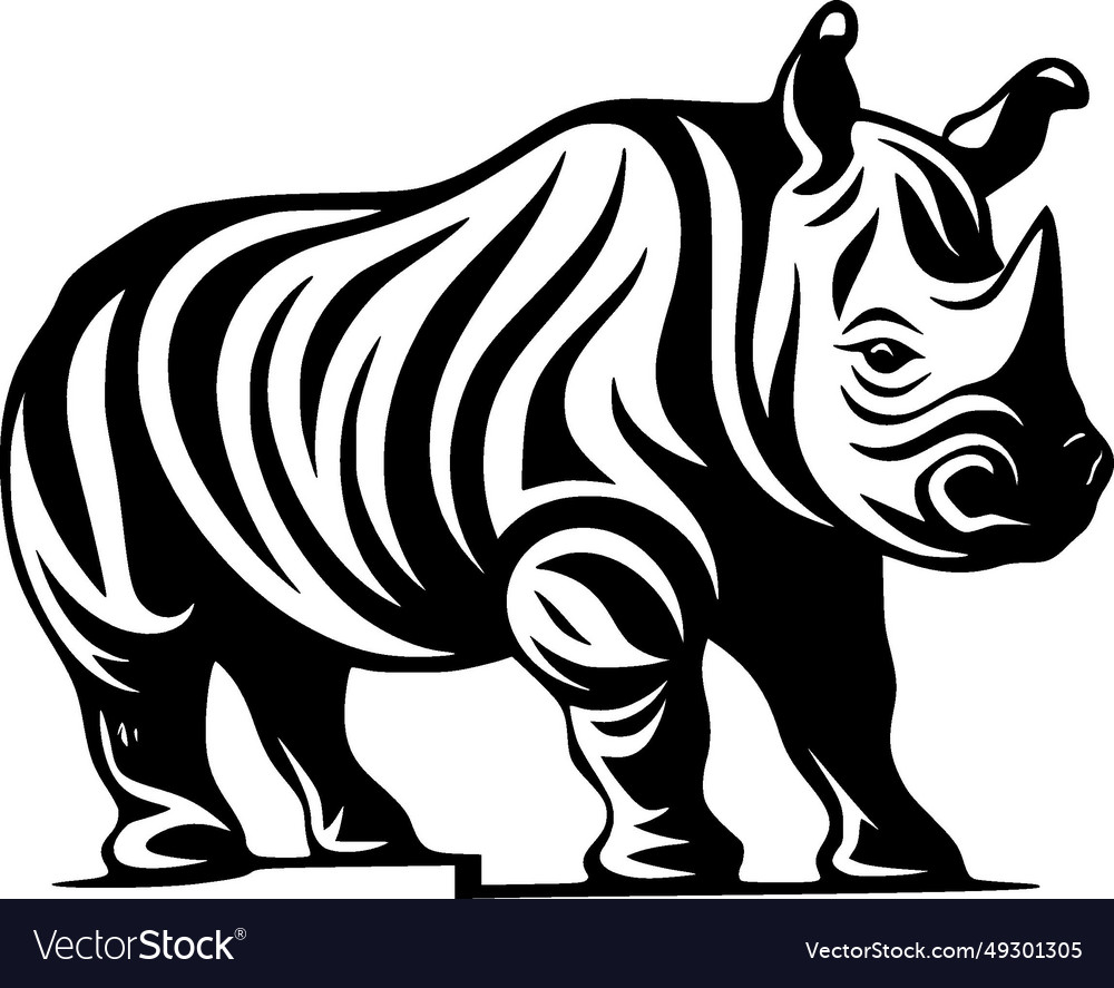 Rhinoceros - black and white Royalty Free Vector Image