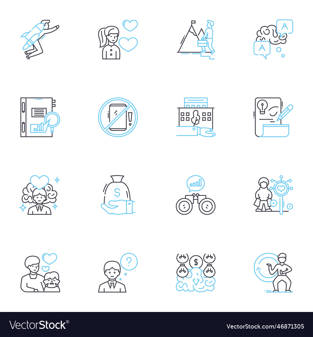 Sales growth linear icons set expansion revenue Vector Image