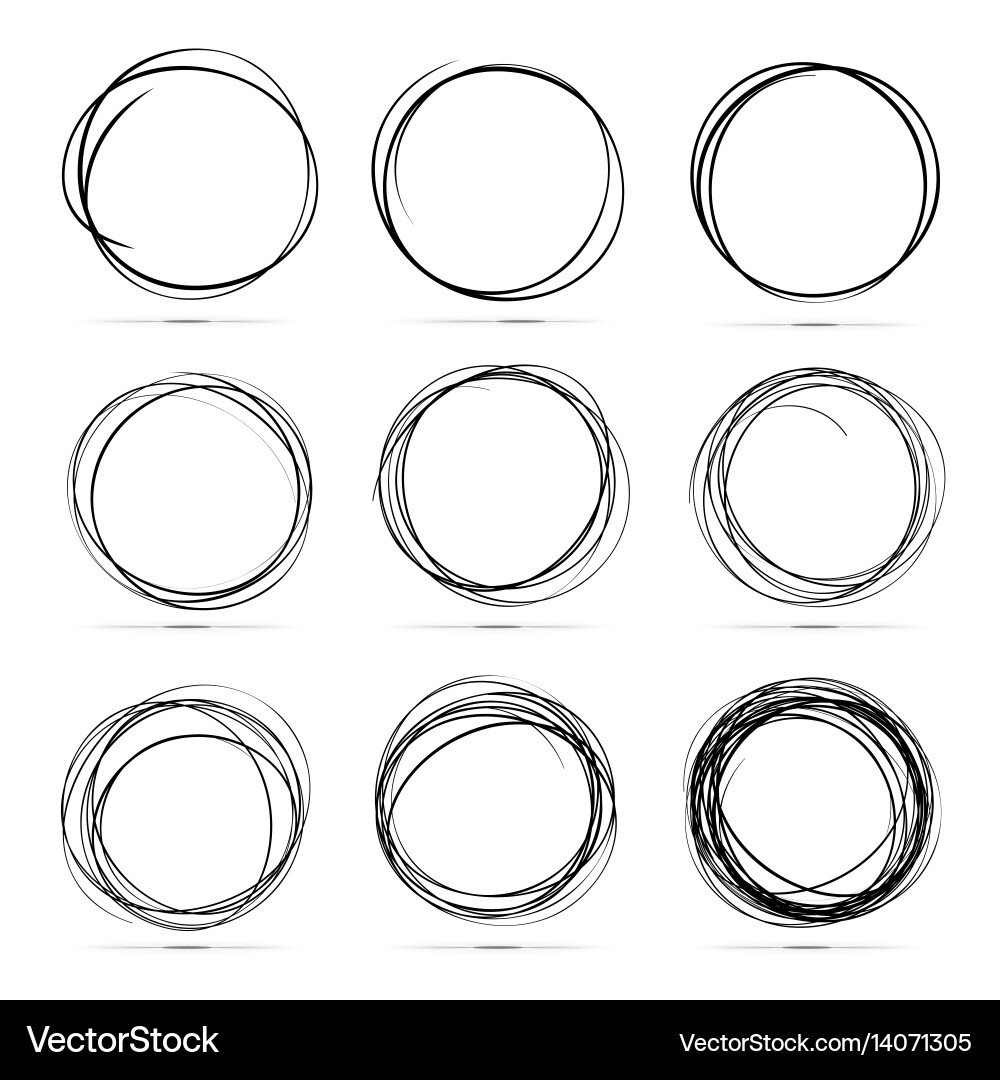 Set 9 hand drawn scribble circles Royalty Free Vector Image