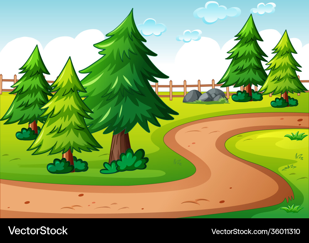 Empty park landscape scene Royalty Free Vector Image