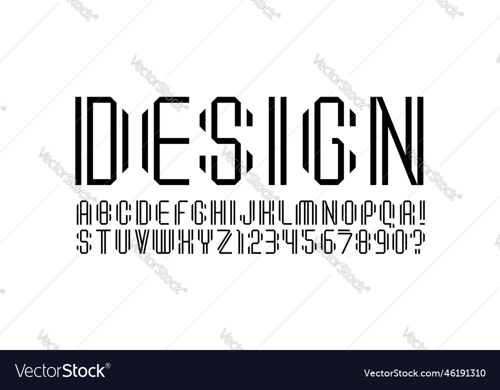 Font alphabet from double line or parallel ribbon Vector Image