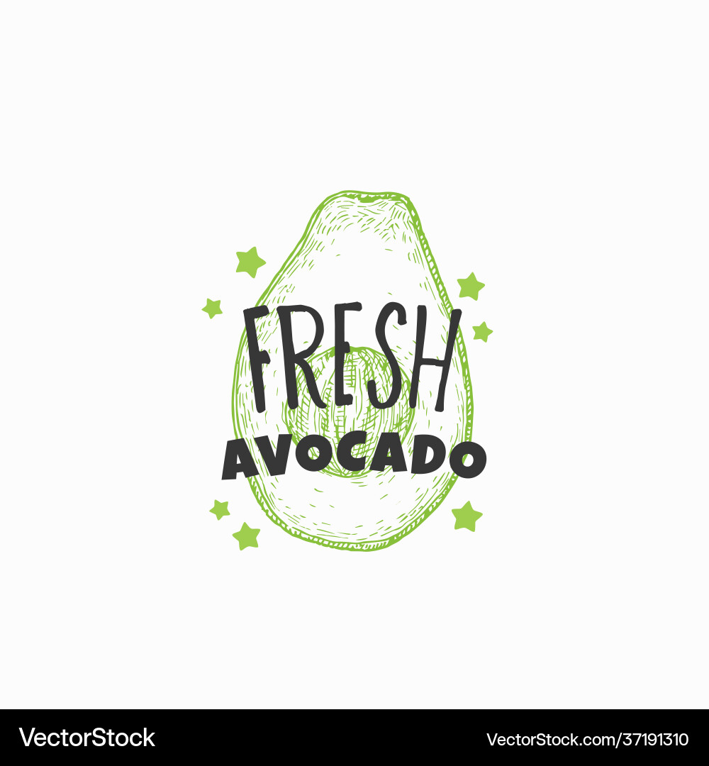 Fresh avocado badge label or logo template hand Vector Image