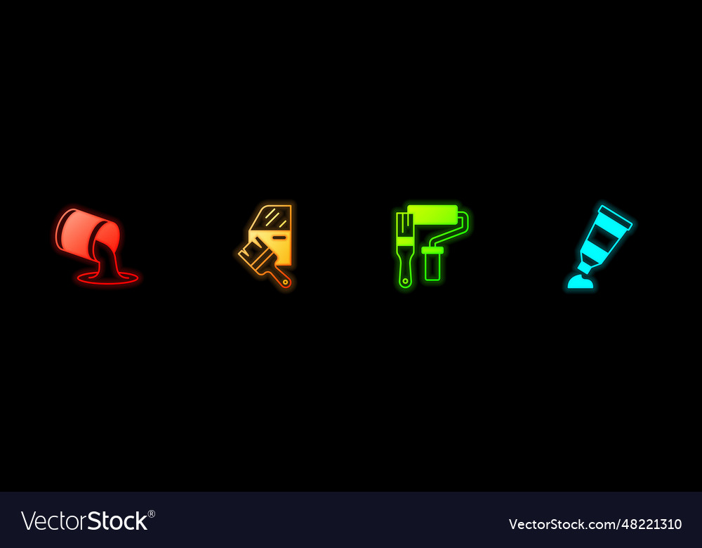 Set paint bucket car painting roller brush Vector Image