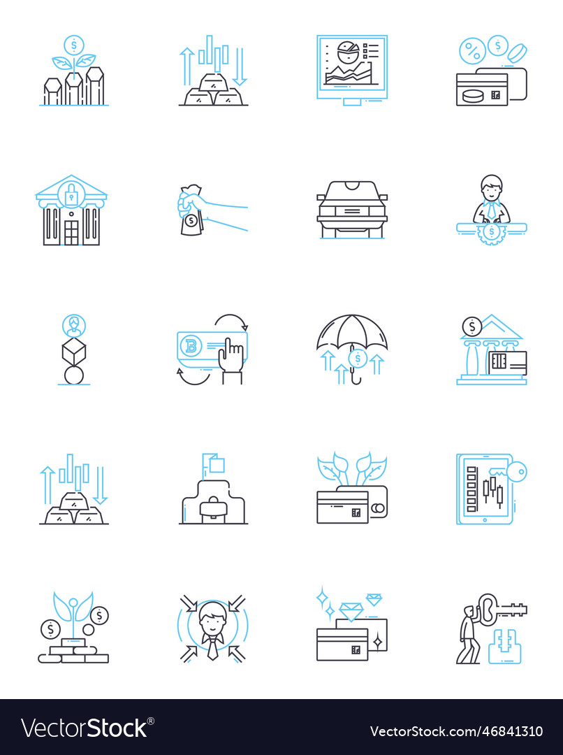 Trading Market Linear Icons Set Stocks Forex Vector Image 3250