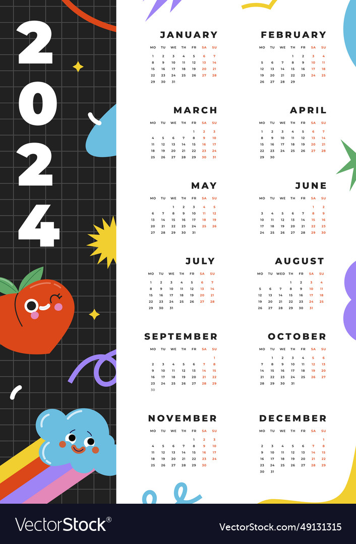 2024 calendar template isolated on white Vector Image