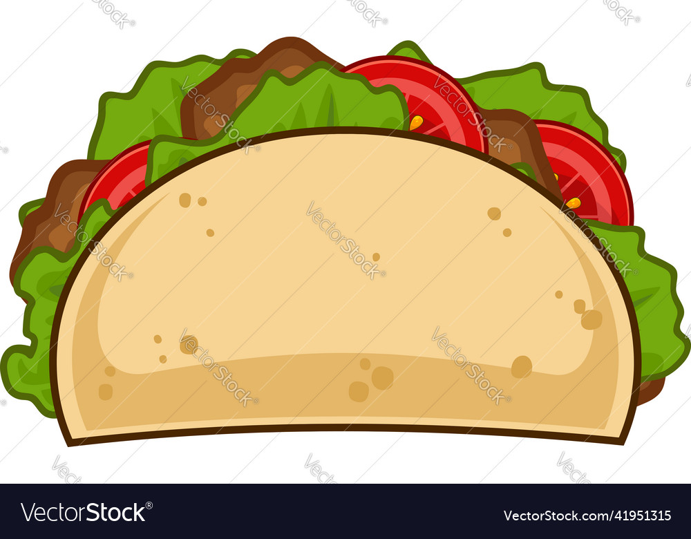 Cartoon tacos with meat and vegetable Royalty Free Vector