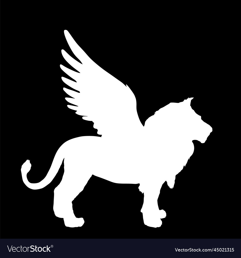 Winged lion silhouette isolated Royalty Free Vector Image