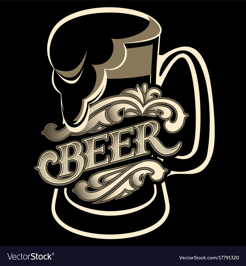 A glass with calligraphic inscription for beer Vector Image