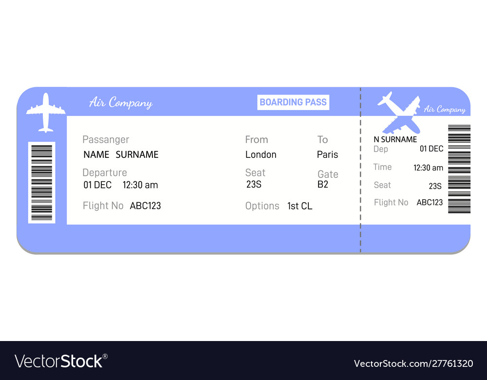 Airline boarding pass ticket Royalty Free Vector Image