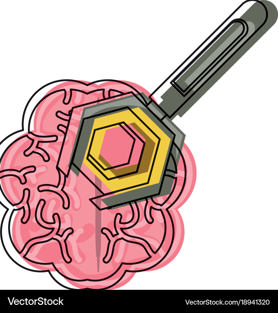 Brain and spanner tool icon Royalty Free Vector Image