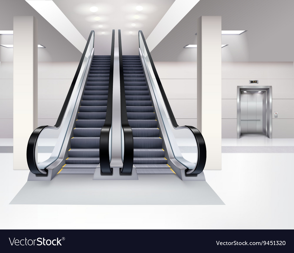 Escalator Interior Realistic Concept Royalty Free Vector 9053