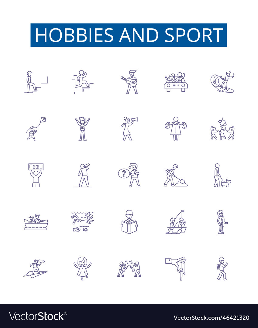 Hobbies and sport line icons signs set design Vector Image