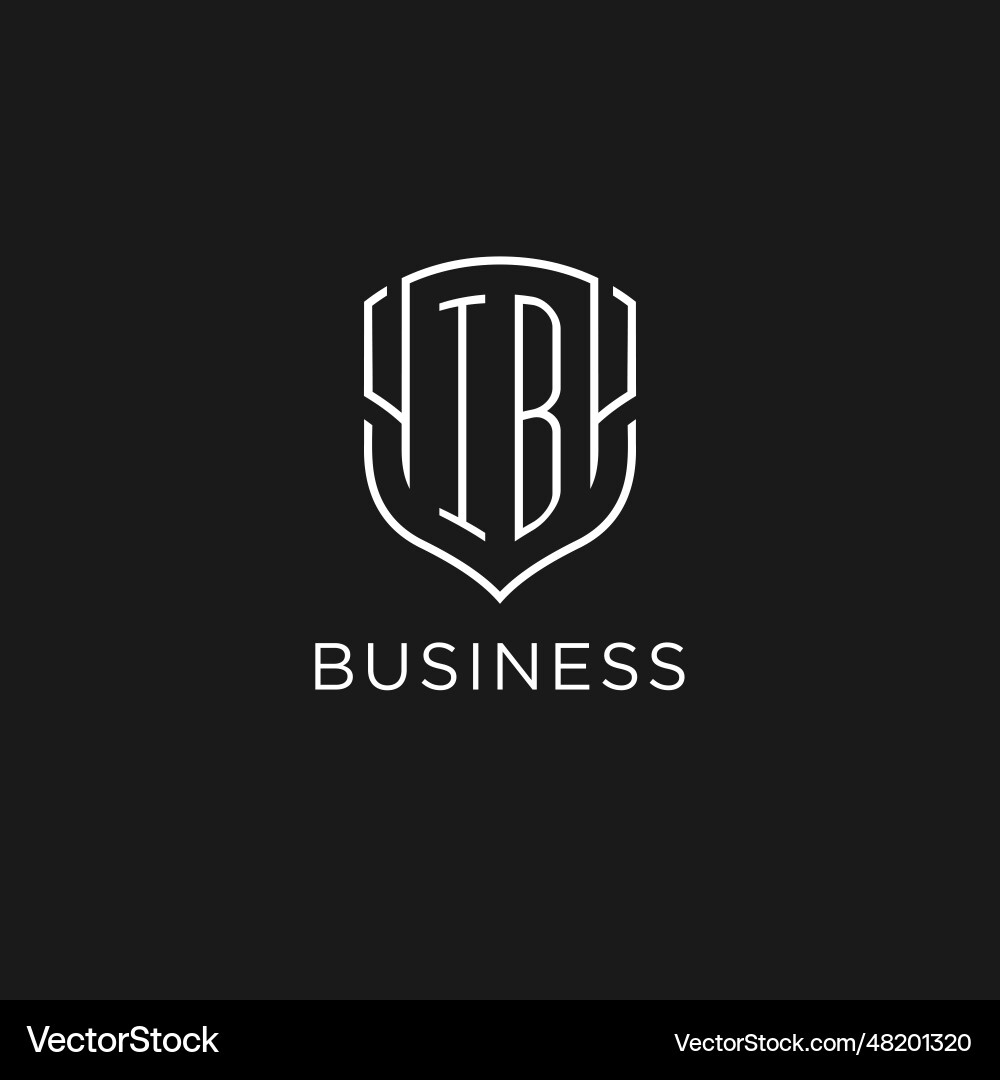 Initial ib logo monoline shield icon shape with Vector Image