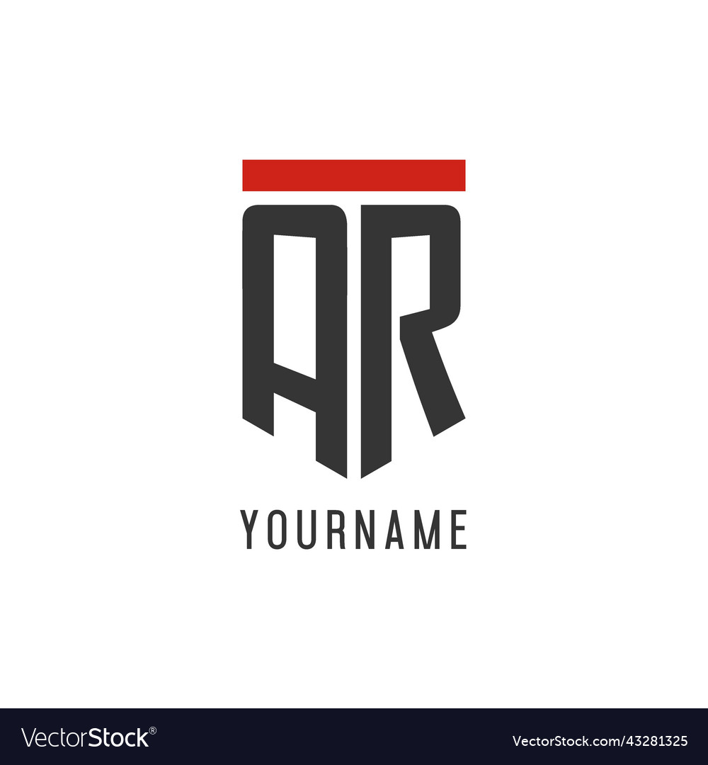 Ar initial esport logo with simple shield design Vector Image