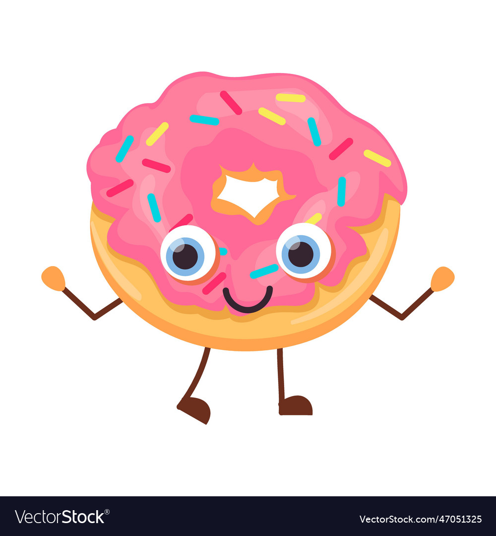 Raspberry donuts cartoon cute dessert character Vector Image