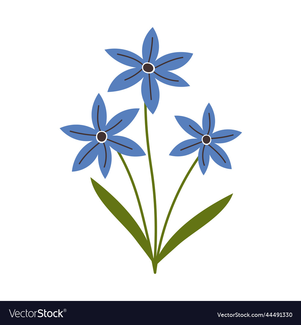 Blue Flower Flat Icon Plant Nature Chamomile Vector Image