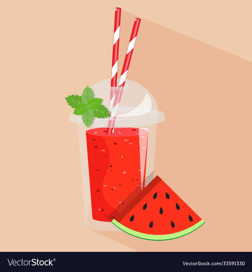 Cartoon Smoothie In A Transparent Plastic Glass Vector Image