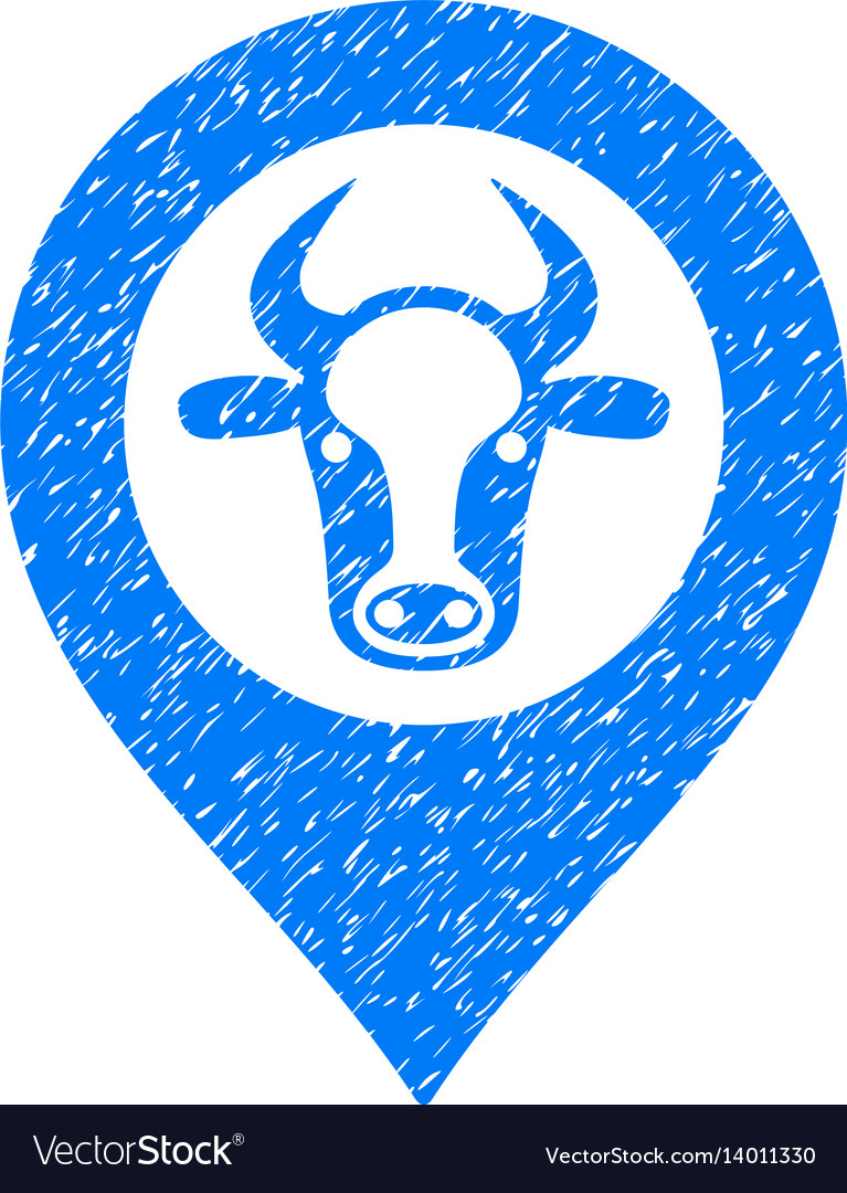 Cow map marker icon grunge watermark Royalty Free Vector