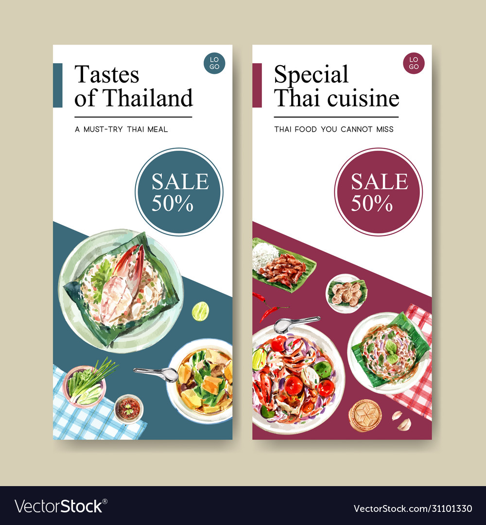 Thai food flyer design with spicy minced pork