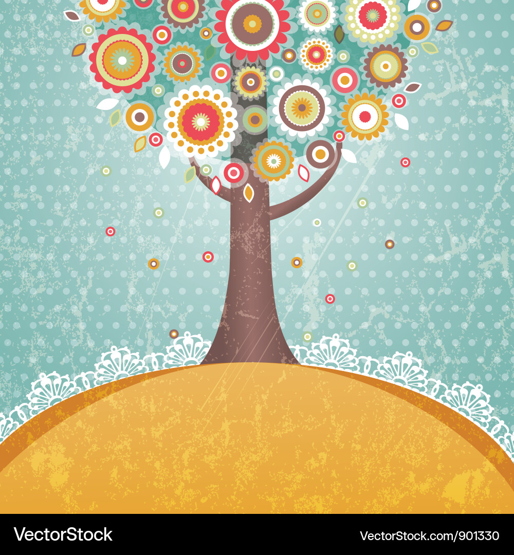 Tree with flowers Royalty Free Vector Image - VectorStock
