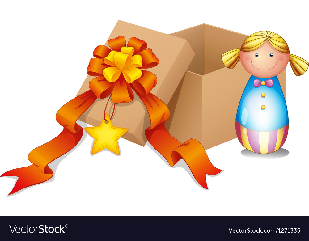 A baby doll with box Royalty Free Vector Image