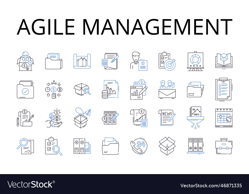 Agile management line icons collection lean