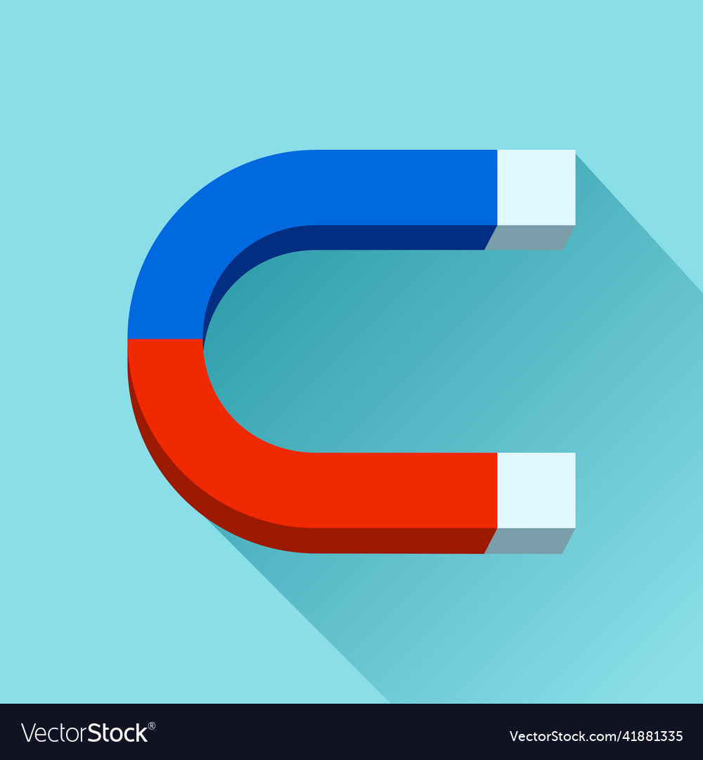 Blue and red horseshoe magnet icon in flat style Vector Image