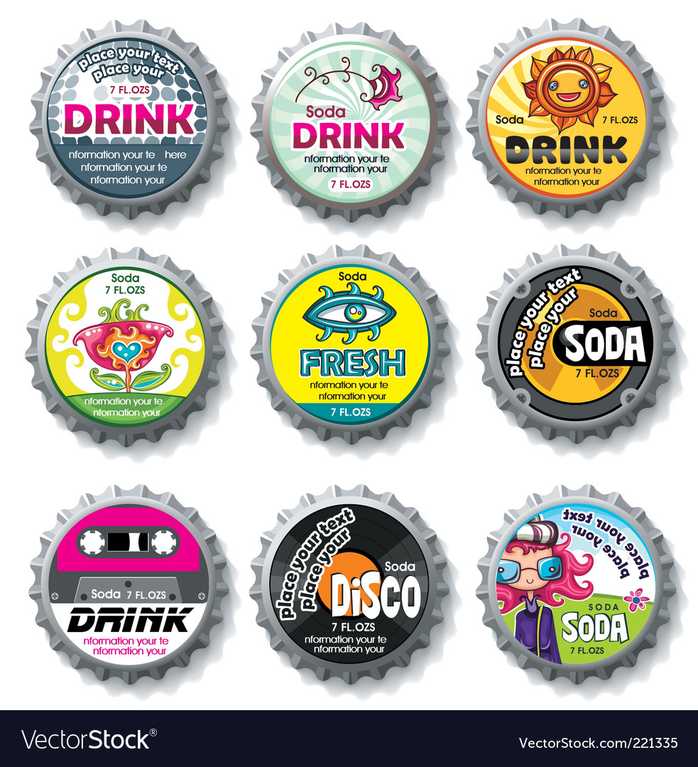Bottle caps set Royalty Free Vector Image VectorStock