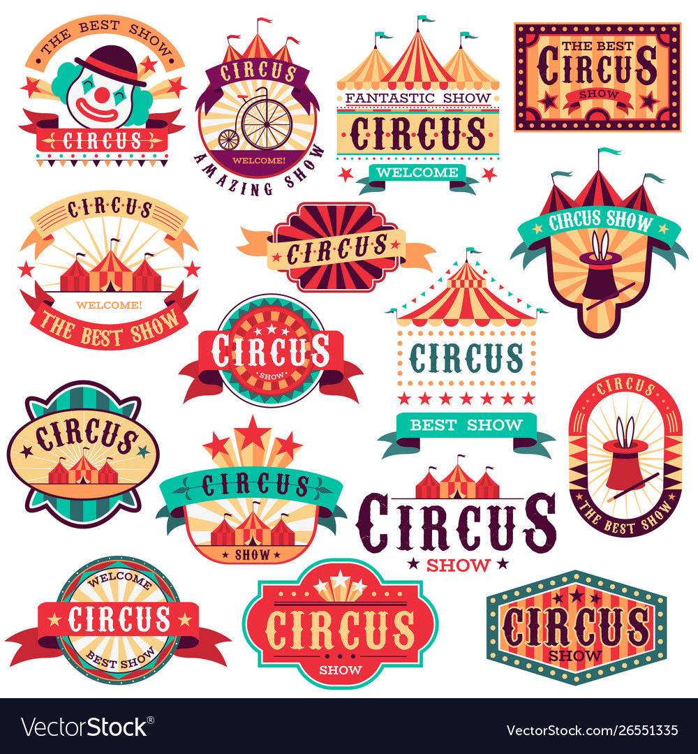 Circus Labels Vintage Carnival Show Circus Vector Image