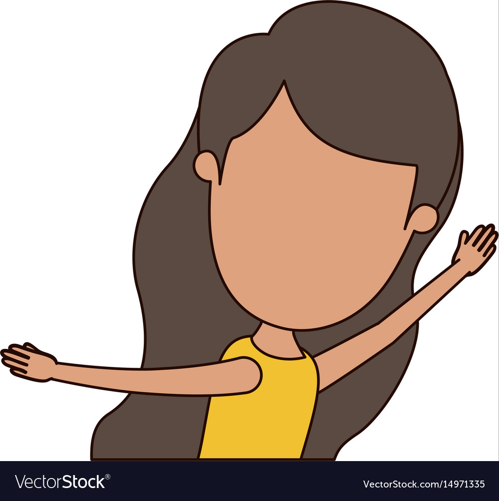Colorful caricature faceless side view half body Vector Image